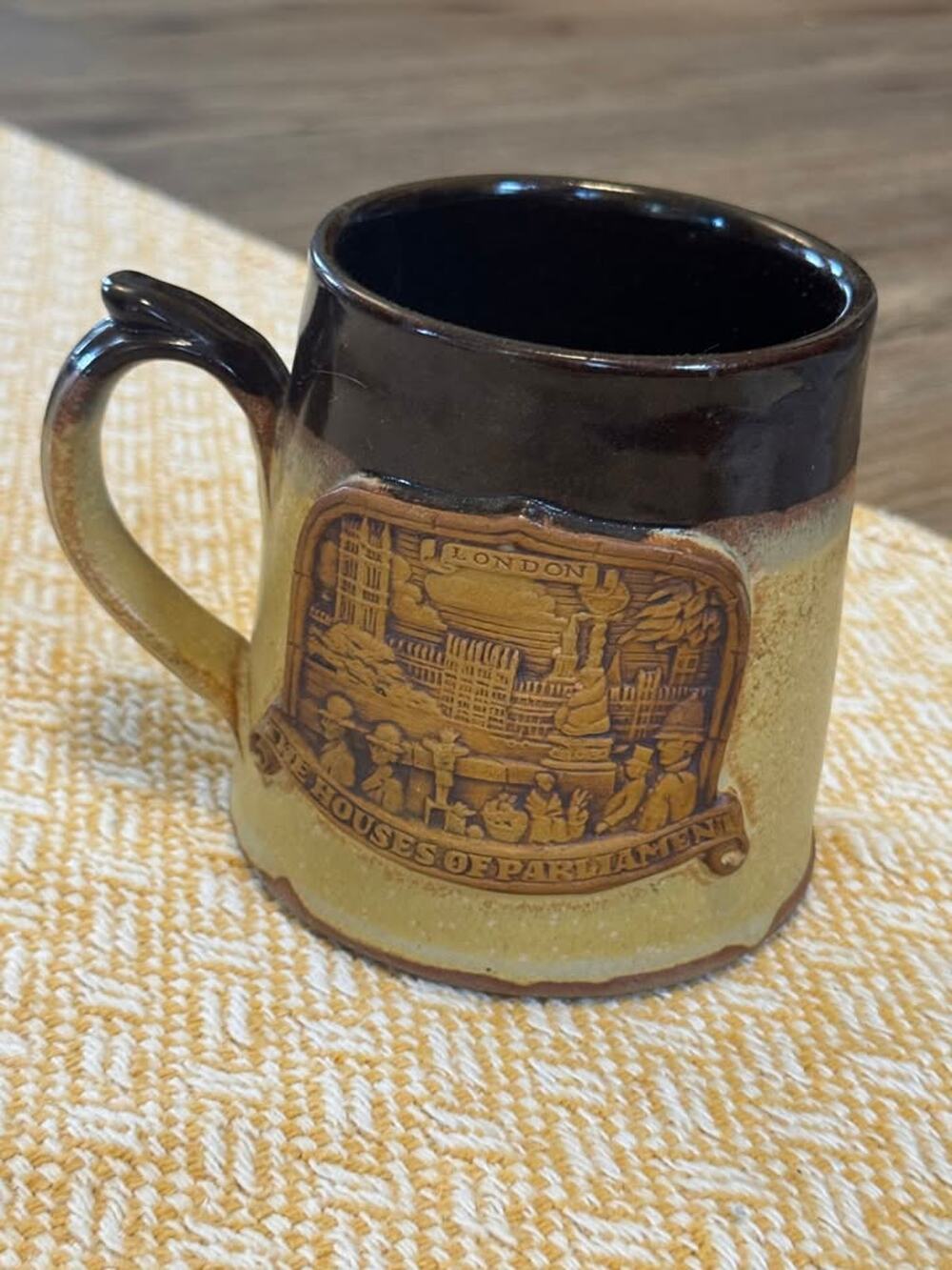 Vintage London souvenir stoneware mug/tankard featuring the Houses of Parliament
